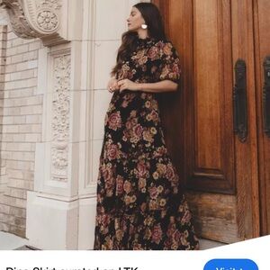 Sezane Floral Black Maxi Dress